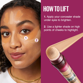 Maybelline applying concealer with ring finger demonstrating gentle blending benefit