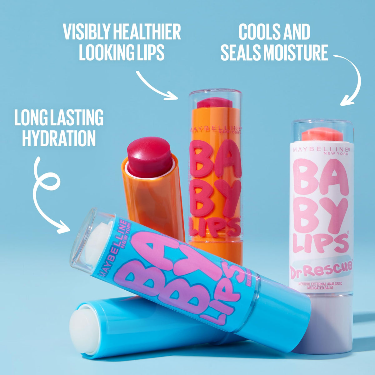 MAYBELLINE tube close-up revealing balm texture and smooth application benefit
