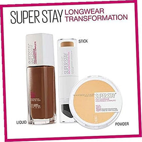 MAYBELLINE before-and-after half-face demonstrating coverage improvement