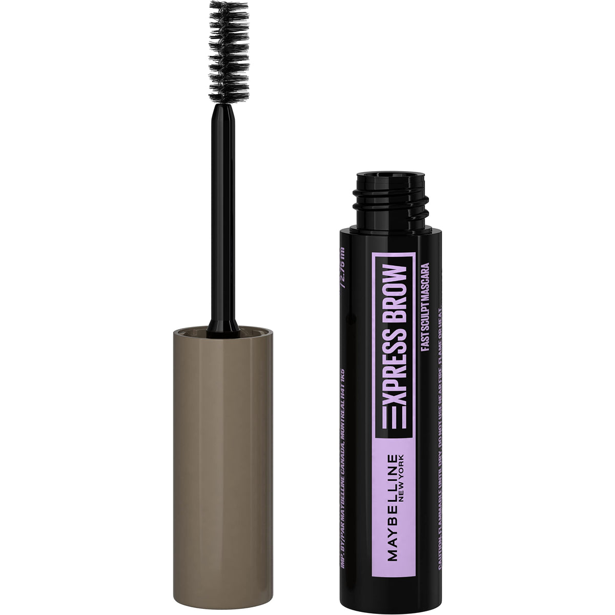 Maybelline front tube showing compact brow gel for fast sculpting benefit
