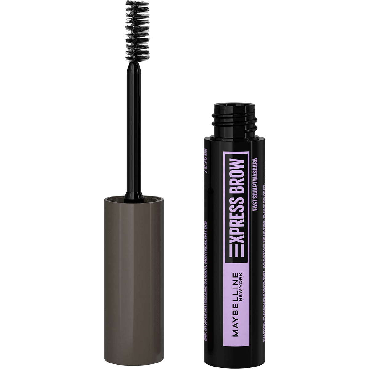 Maybelline front tube showing product branding and compact size benefit