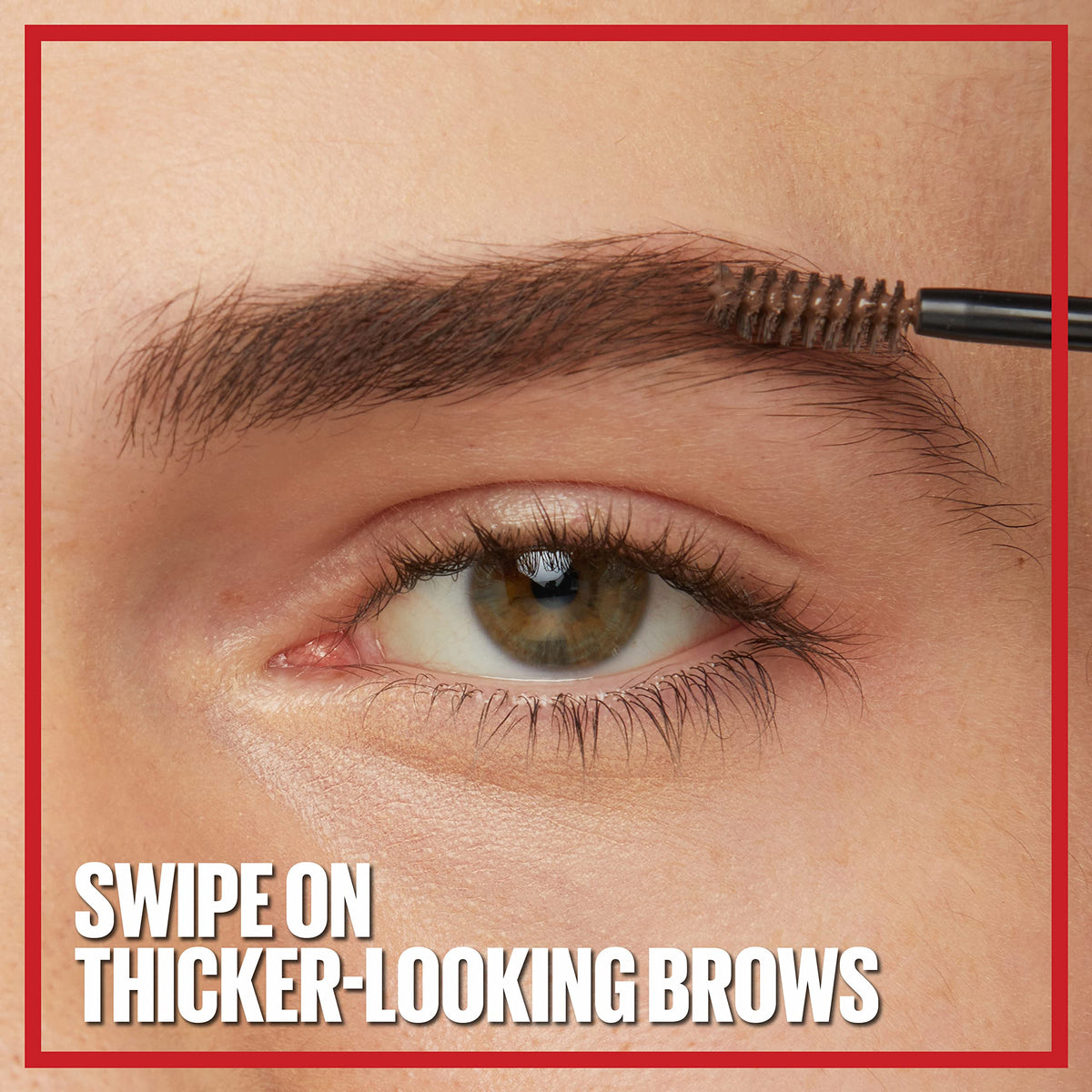 Maybelline model wearing medium brown gel showing natural fuller brows result