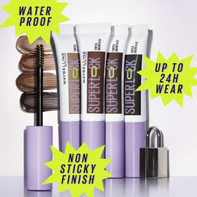 Maybelline Super Lock Brow Glue taupe gel texture close-up showing smooth, lightweight finish