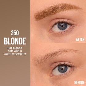 Maybelline dual-ended Brow Inserts close-up highlighting pen and gel for precise shaping