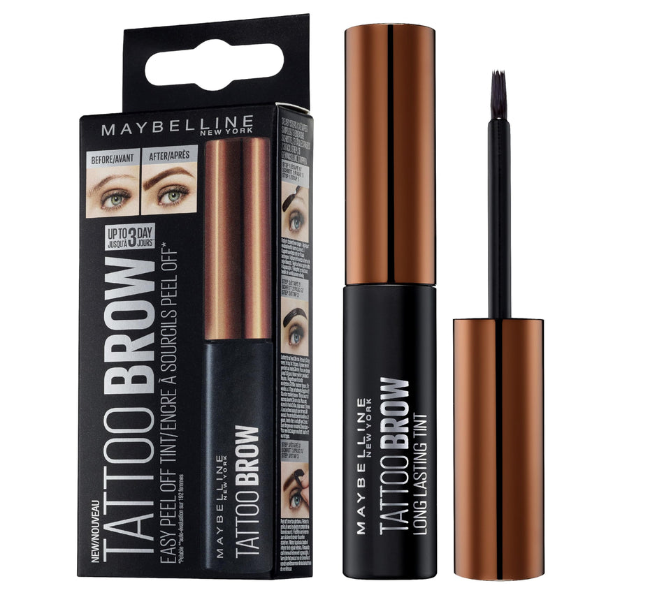 Maybelline Brow Tattoo front packaging showing product and shade for easy selection