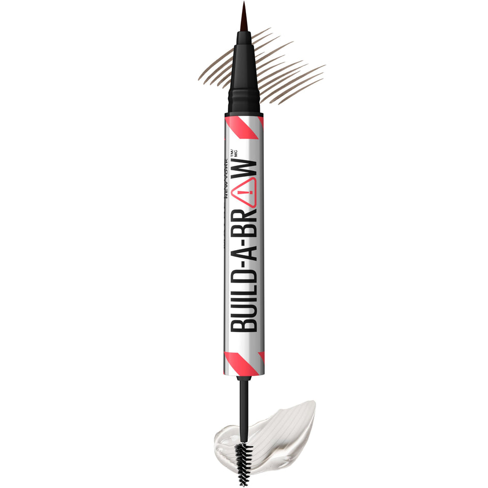 Maybelline Build-A-Brow front packaging showing shade and benefits