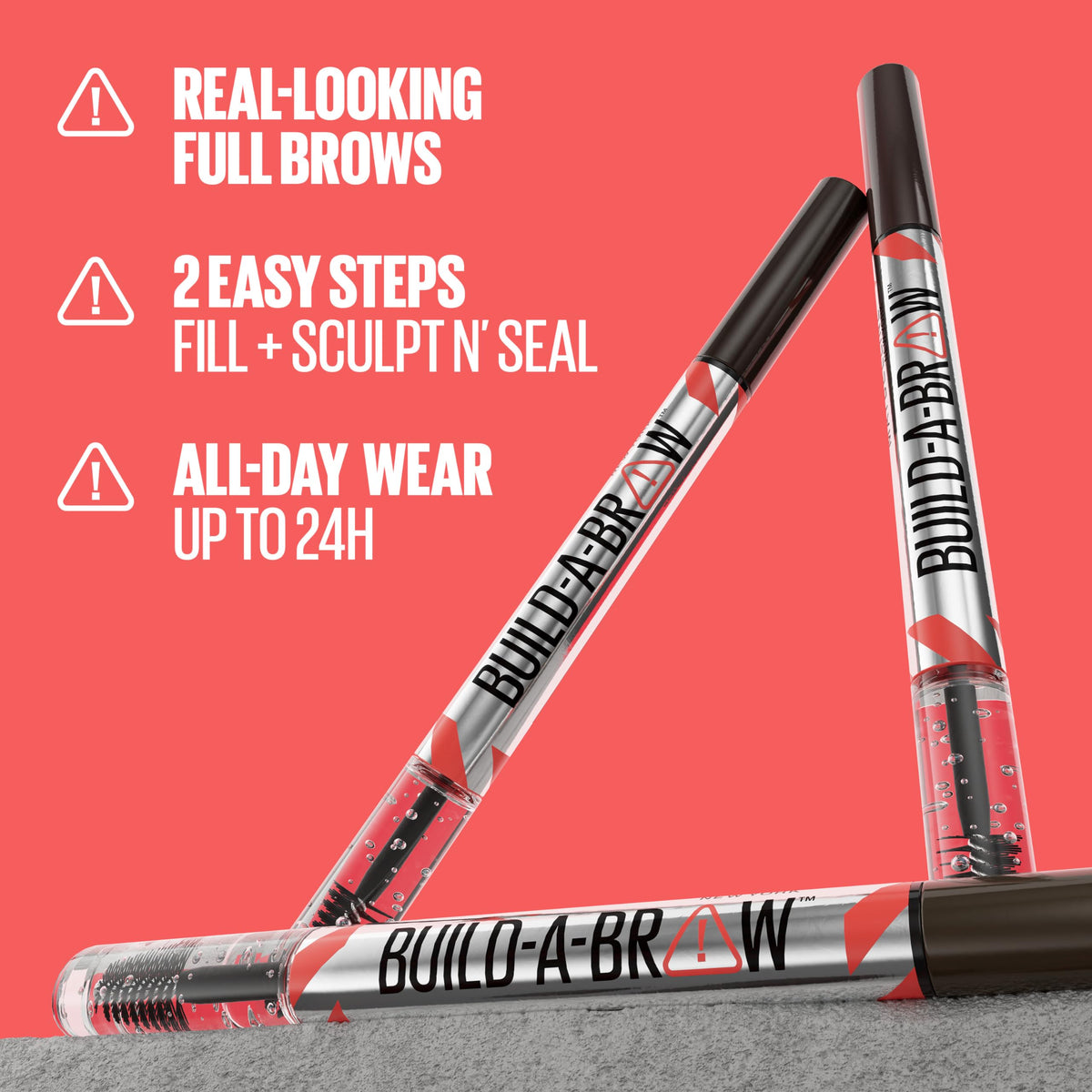Maybelline Build-A-Brow texture showing fine pen strokes and blendable pigment for fuller brows