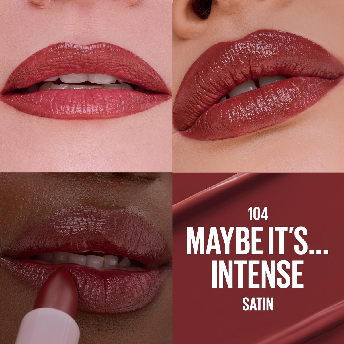 MAYBELLINE bullet close-up showing creamy texture and smooth glide benefit