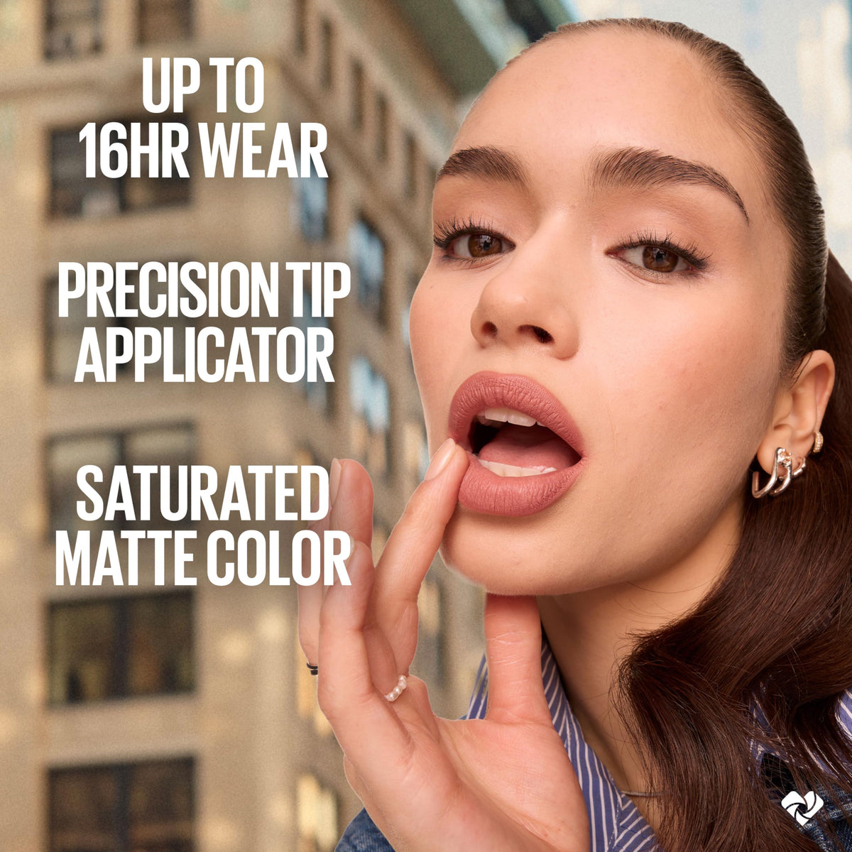 MAYBELLINE swatches on arm showing Charmer color payoff and versatility
