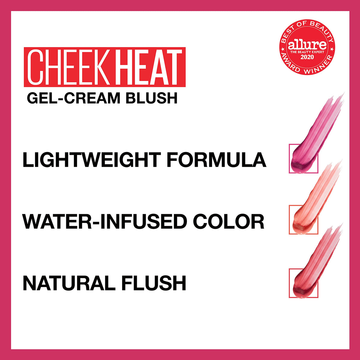 Maybelline cheek swatch applied on skin showing natural dewy finish benefit