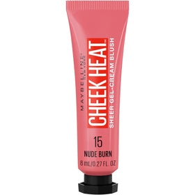 Maybelline tube front view showing Nude Burn shade and compact size benefit