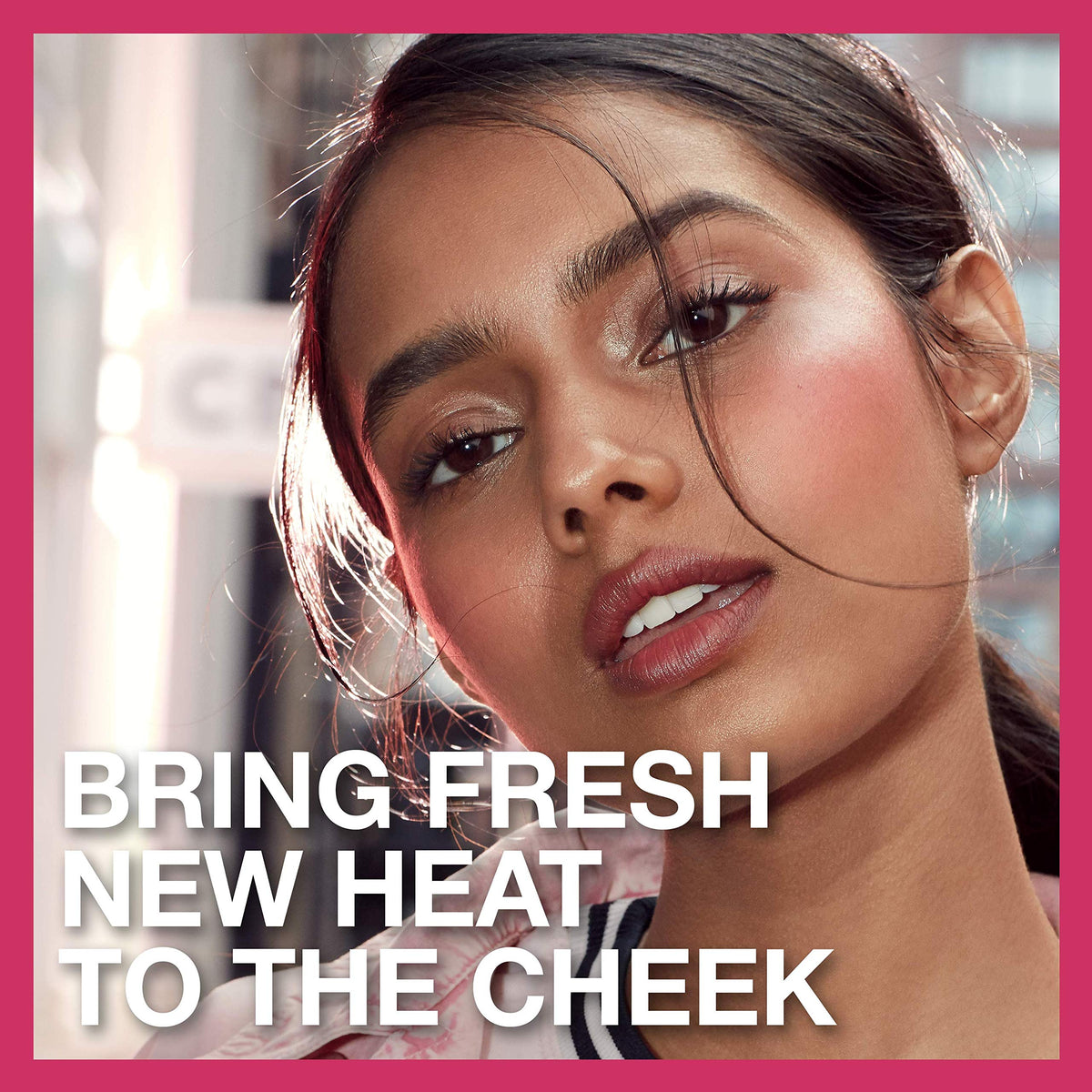 Maybelline lifestyle portrait wearing Nude Burn showing subtle warm glow benefit