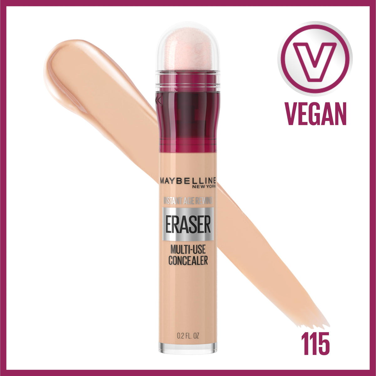 Maybelline sponge applicator close-up for precise under-eye coverage and control