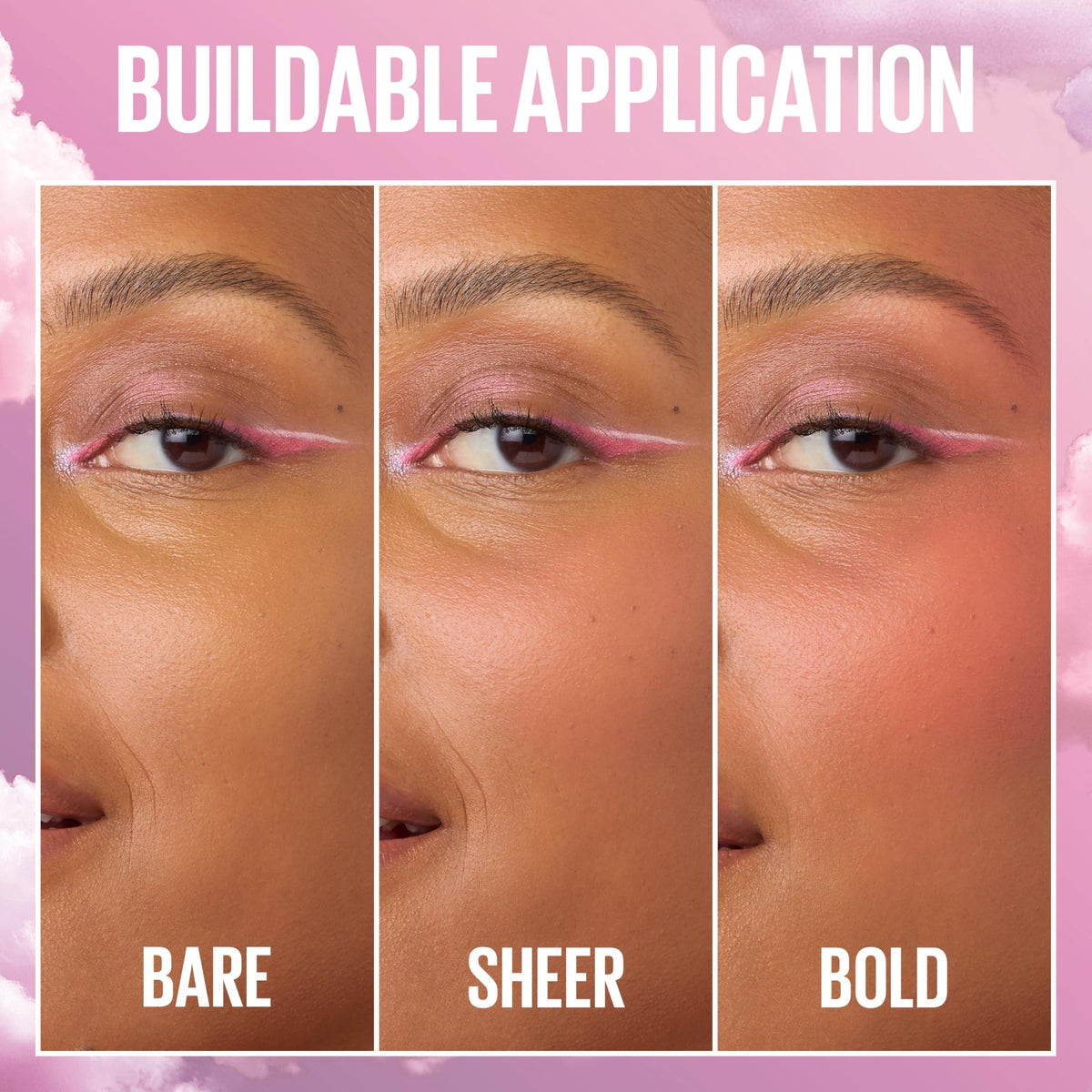 Maybelline Cloudtopia fingertip blending on cheek showing easy buildability benefit