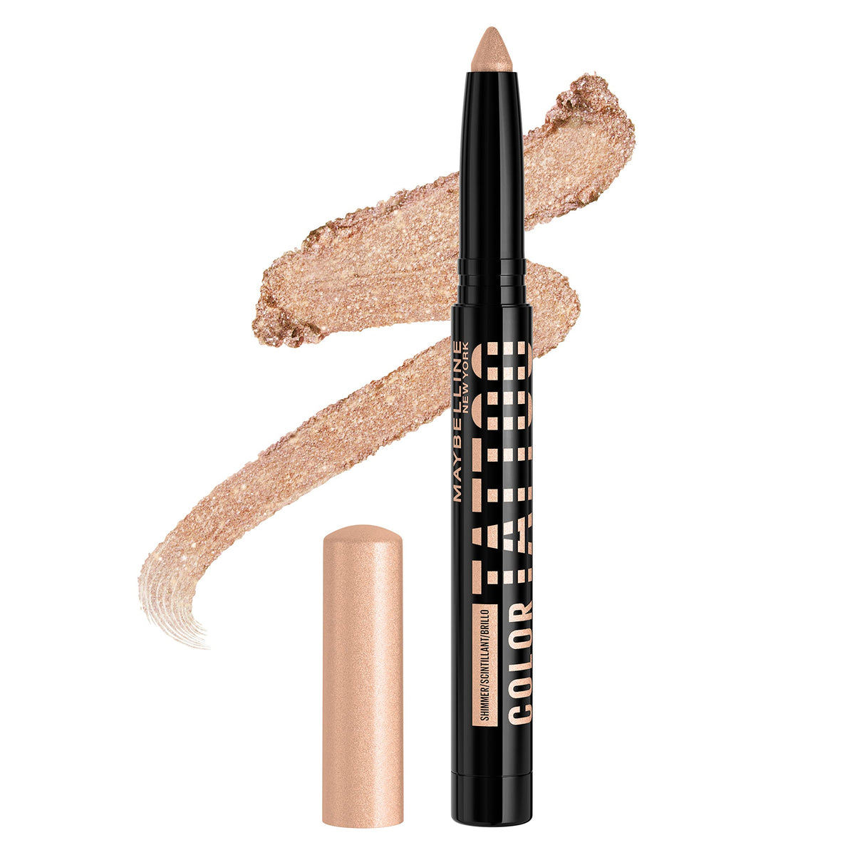 MAYBELLINE front packaging of Color Tattoo Stix showing shade name and compact benefit