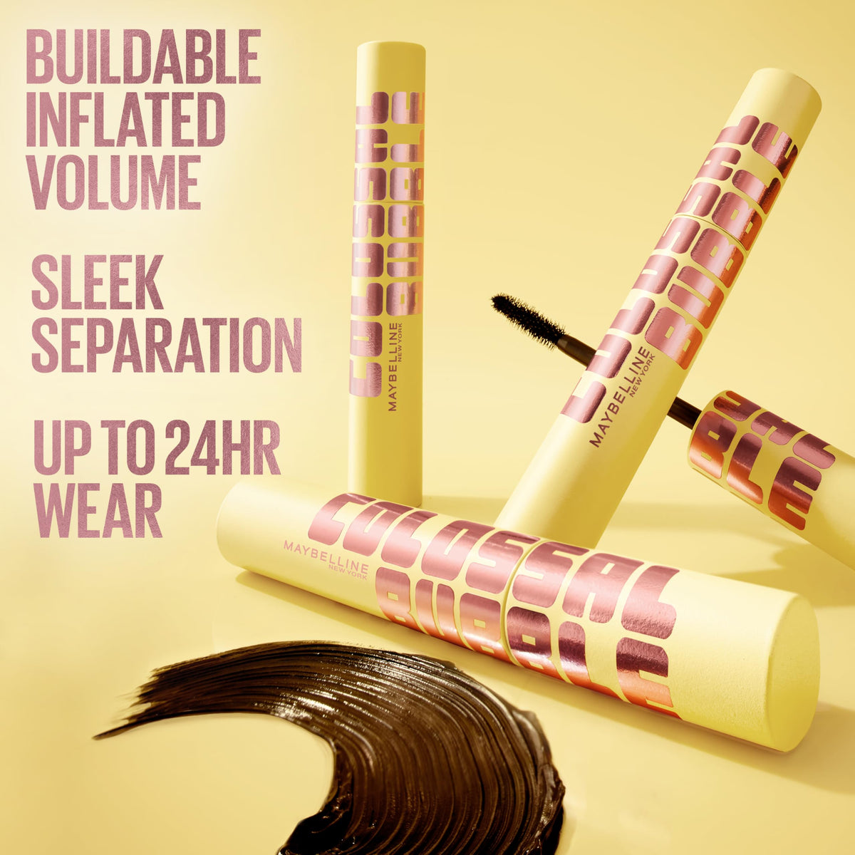Maybelline Colossal Bubble brush close-up showing comb bristles for separation