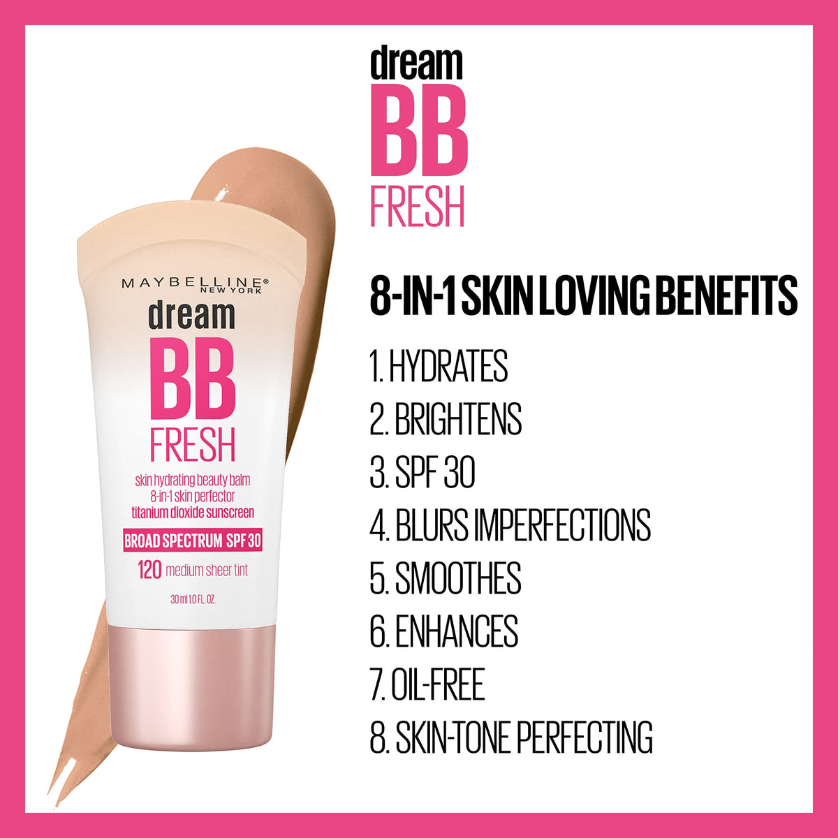 MAYBELLINE BB cream held in hand to show 1 fl oz size and portable everyday use benefit