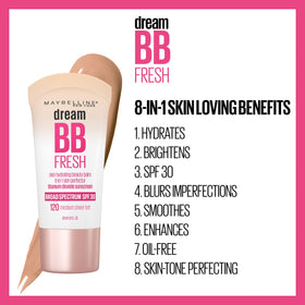 MAYBELLINE BB cream held in hand to show 1 fl oz size and portable everyday use benefit