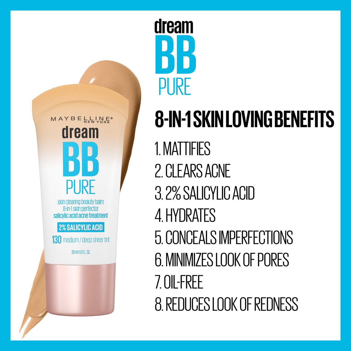 Maybelline Dream Pure applied with fingers demonstrating easy blend for natural finish benefit