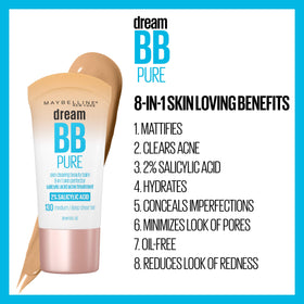 Maybelline Dream Pure applied with fingers demonstrating easy blend for natural finish benefit