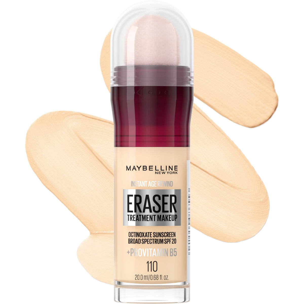 Maybelline front packaging showing product and shade label benefits lightweight coverage
