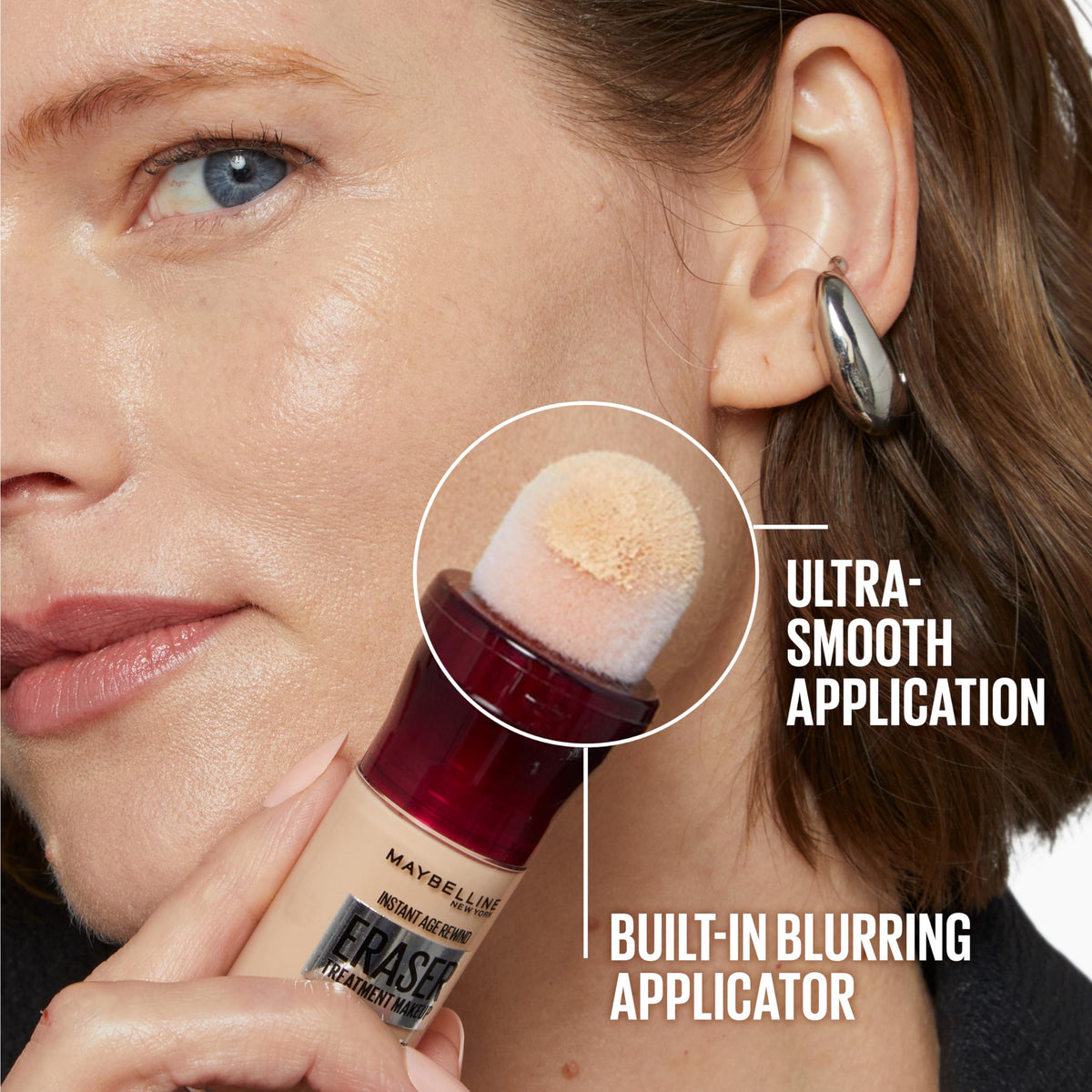 Maybelline held in hand to show compact size and travel-friendly benefit