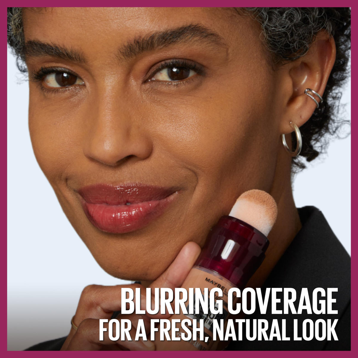 MAYBELLINE foundation applied on model showing natural even coverage benefit