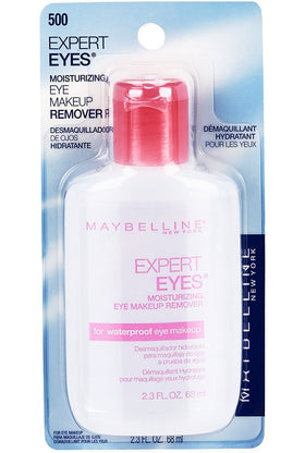 MAYBELLINE bottle pouring remover demonstrating lightweight, fast-dissolving action
