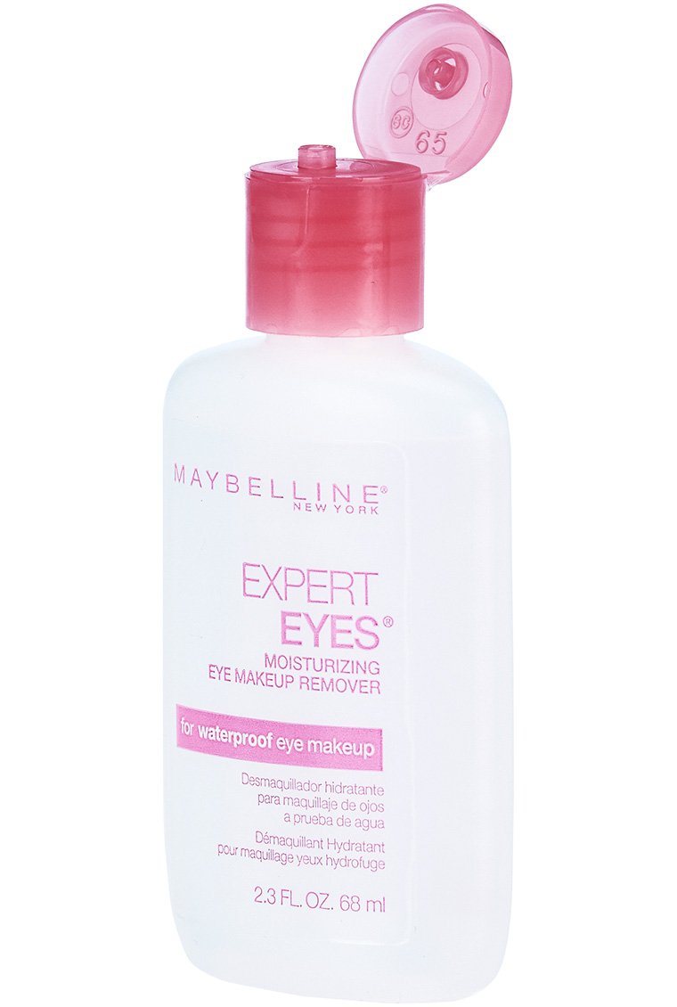 MAYBELLINE bottle beside ruler showing compact 2.3 fl. oz. travel-friendly size