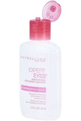 MAYBELLINE bottle beside ruler showing compact 2.3 fl. oz. travel-friendly size