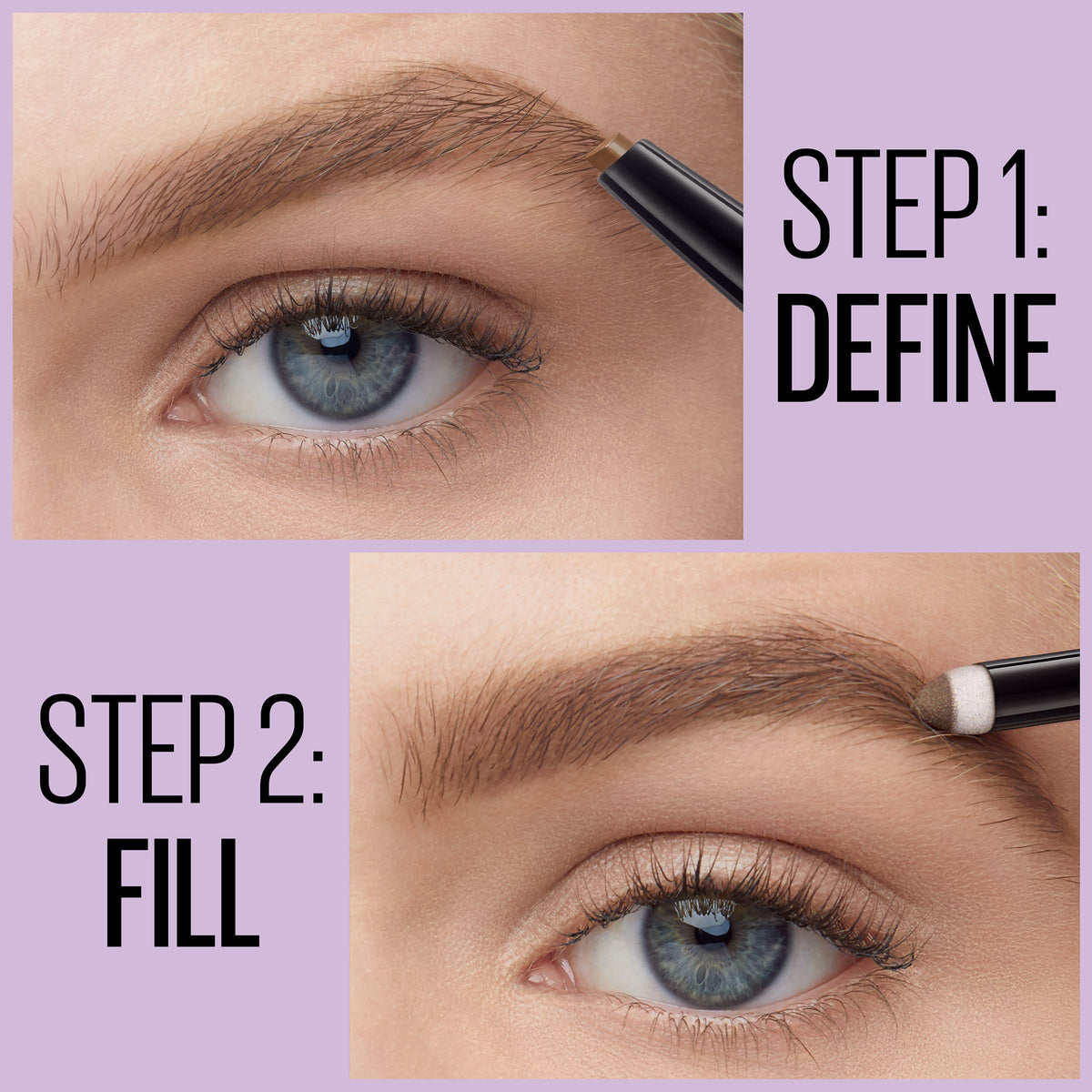 Maybelline express brow teardrop tip detail creating precise hair-like strokes for definition