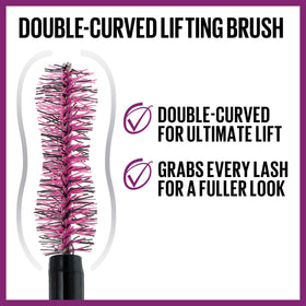 MAYBELLINE double-curved brush demonstrating lift and separation