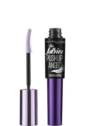 Maybelline mascara front packaging showing very black tube and label benefit