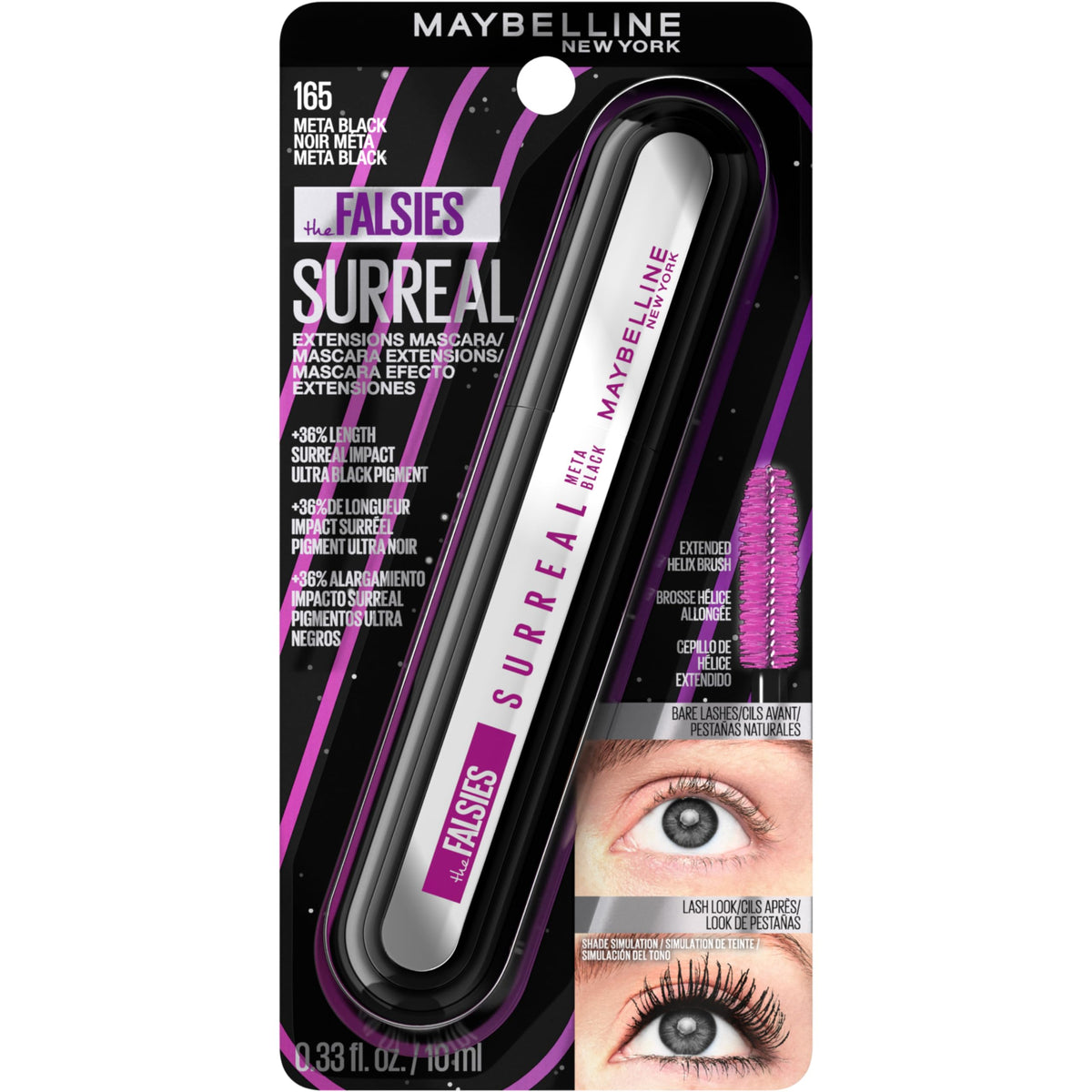 Maybelline on vanity with makeup items showing polished eye looks