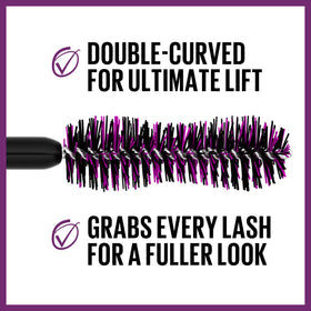 MAYBELLINE before-and-after lashes demonstrating lifted, multiplied look