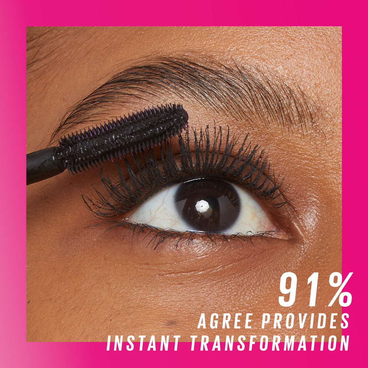 Maybelline Firework lifestyle model shot wearing fanned lashes for an eye‑opening main character look