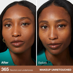 MAYBELLINE liquid applied with a brush demonstrating buildable coverage