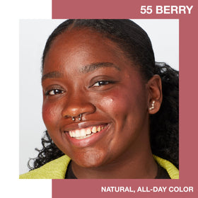 MAYBELLINE swatch on skin displaying berry color payoff for natural-looking flush