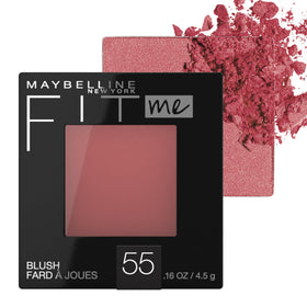 MAYBELLINE compact front view showing berry blush shade and sleek packaging benefit portability
