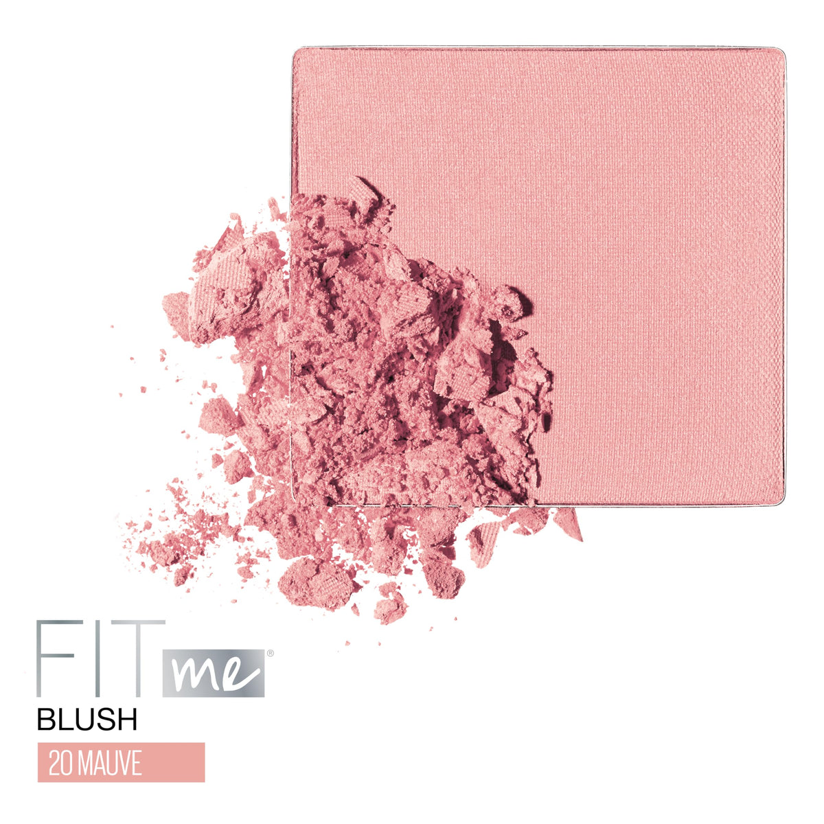 Close-up of Maybelline blush pan revealing smooth fine-milled texture