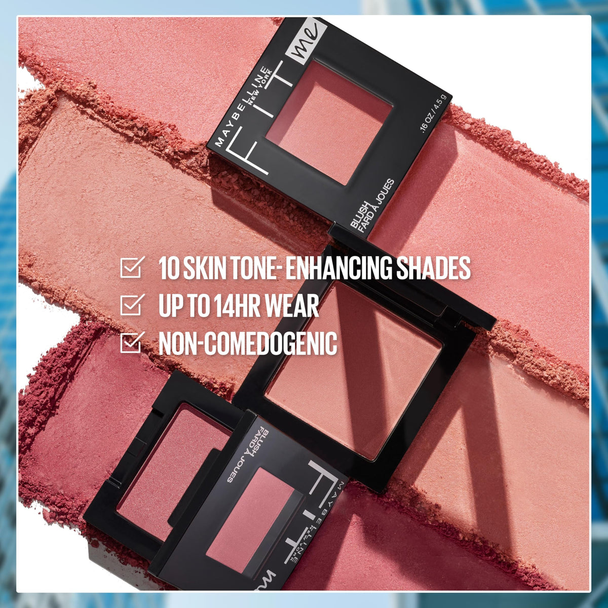 MAYBELLINE compact next to hand to show size and travel-friendly convenience