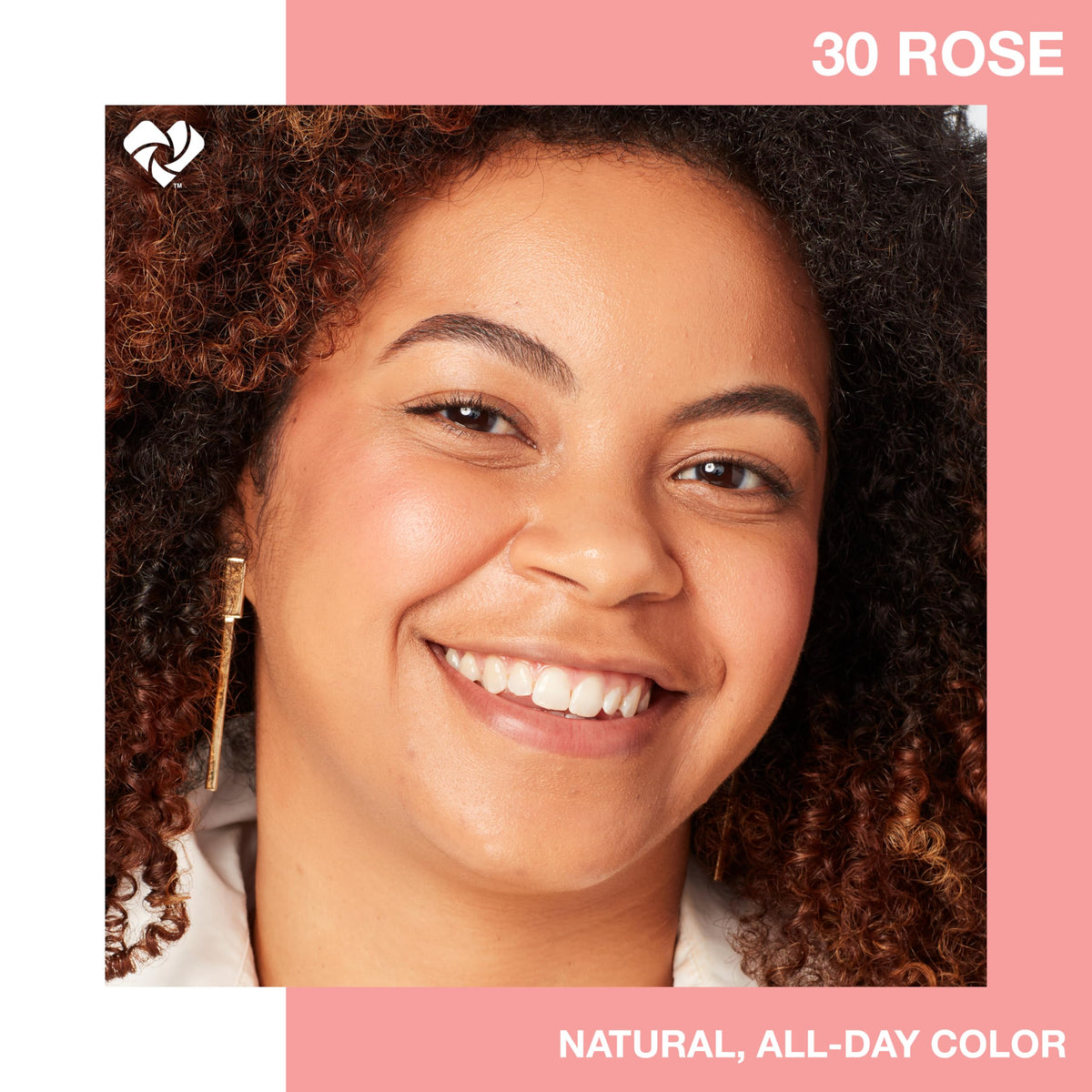 MAYBELLINE swatch of Rose texture on skin illustrating buildable natural color