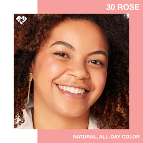 MAYBELLINE swatch of Rose texture on skin illustrating buildable natural color