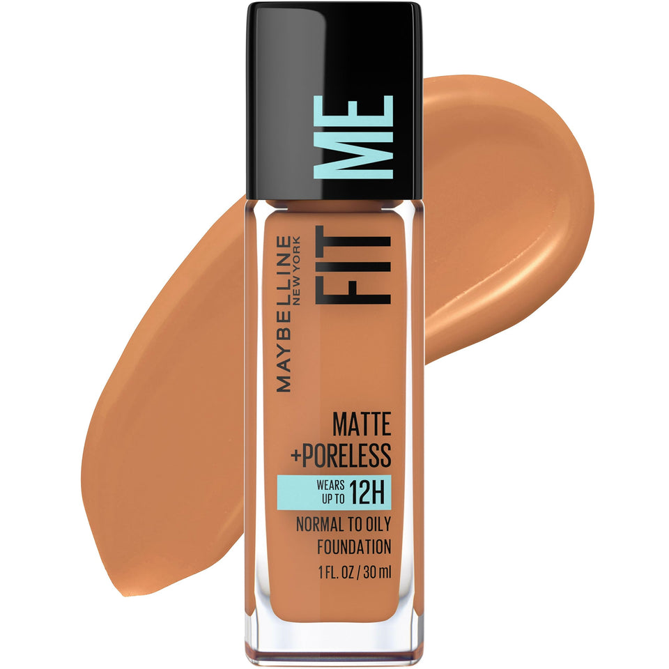 Maybelline Fit Me bottle front showing Classic Tan shade and label benefit
