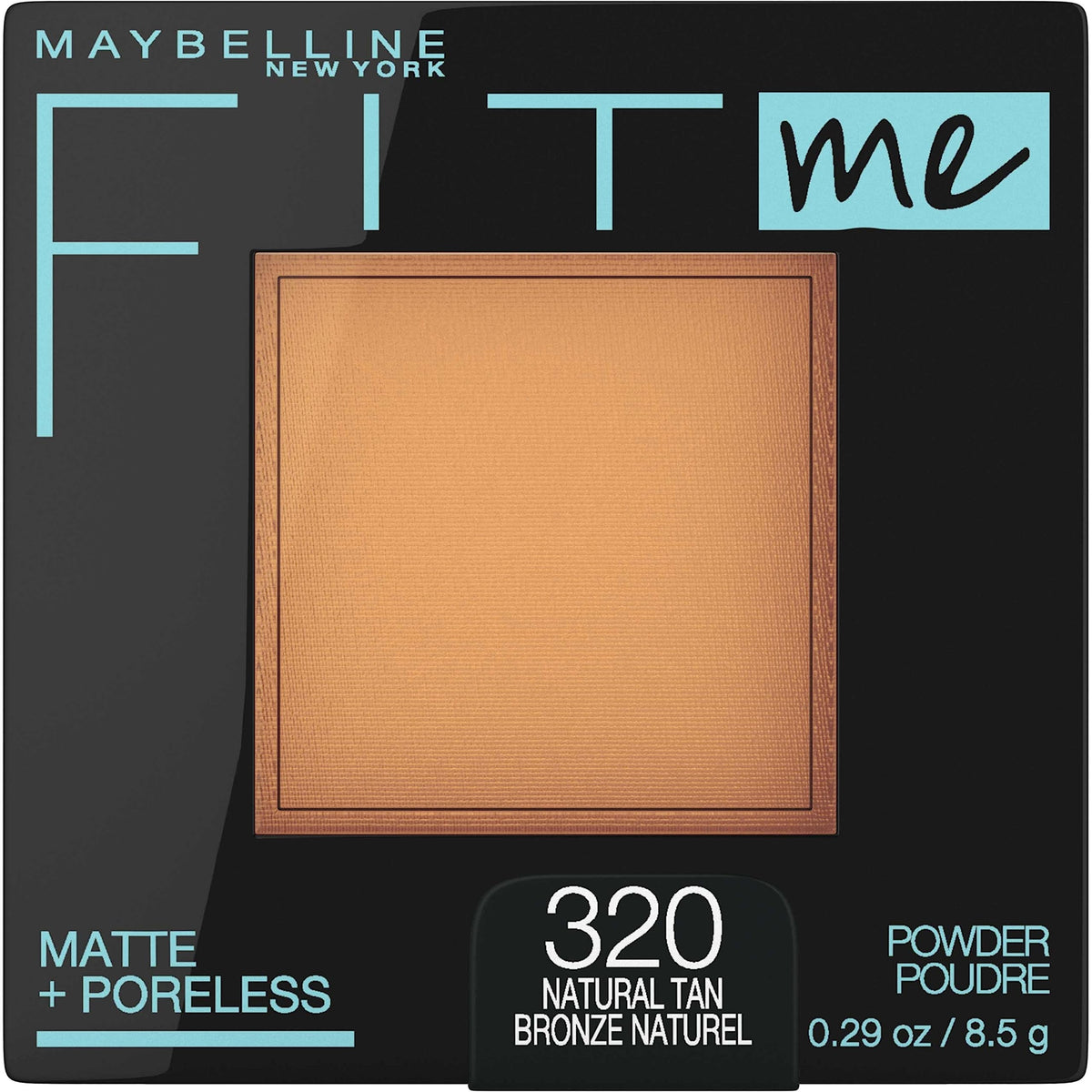 Maybelline compact front view showing sleek case and shade labeling for easy selection