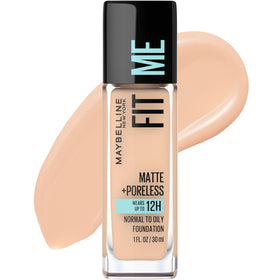 Maybelline Fit Me front packaging showing bottle and Creamy Beige shade for easy selection