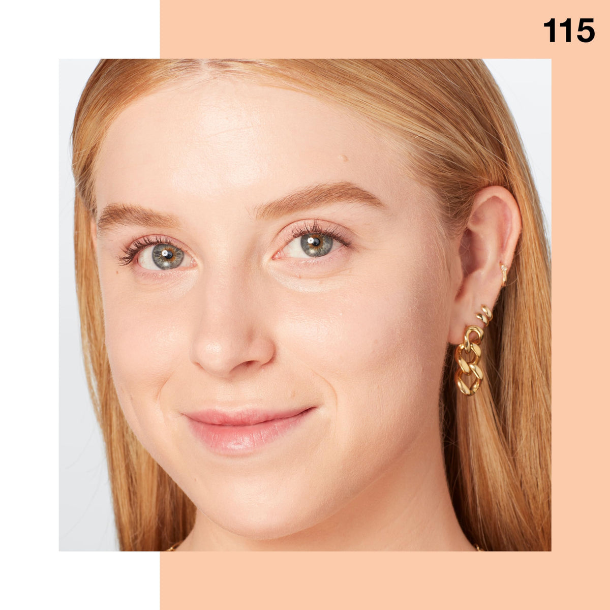 Woman applying Maybelline foundation in mirror showing natural luminous finish