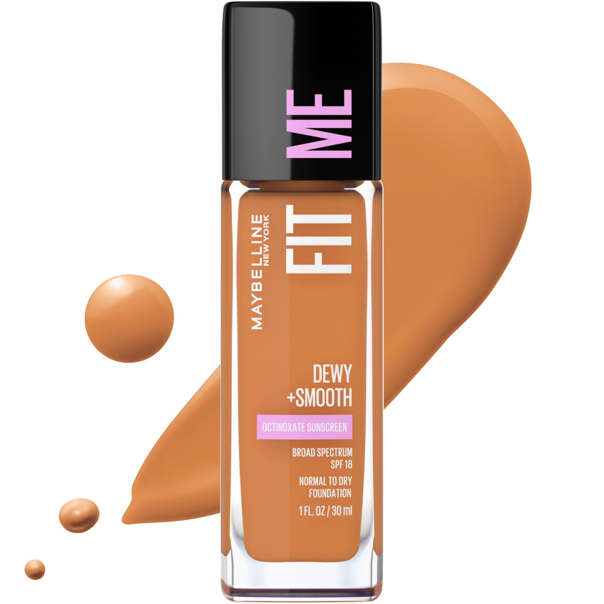 Maybelline Fit Me front packaging showing product and shade for easy ID