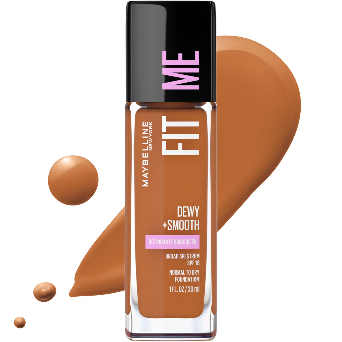 Maybelline Fit Me front packaging showing bottle and shade Mocha for shade clarity