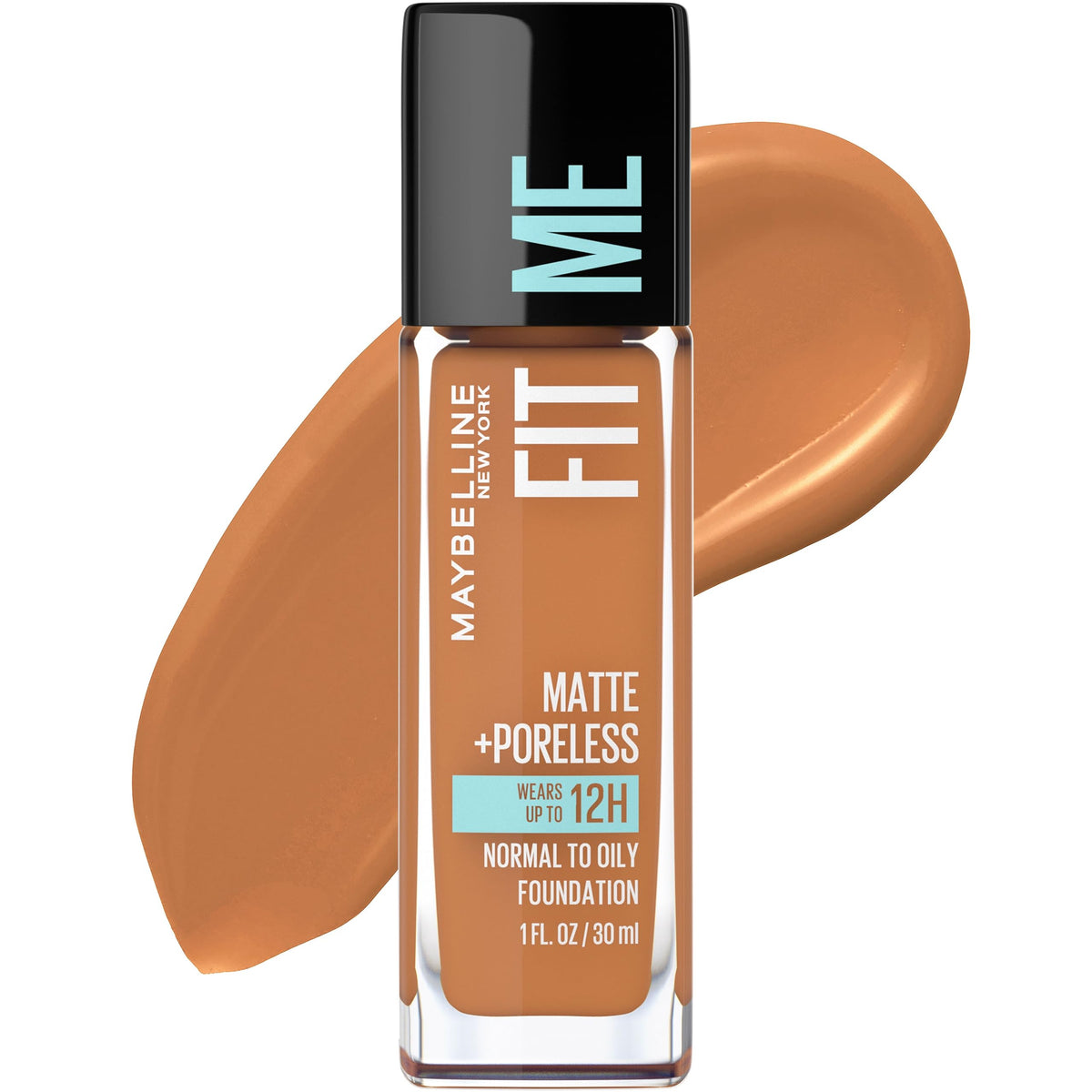 MAYBELLINE bottle front packaging Cappuccino showing label and shade benefit